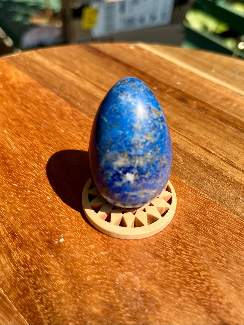 High quality Polished Blue Lapis Egg Stone with stand